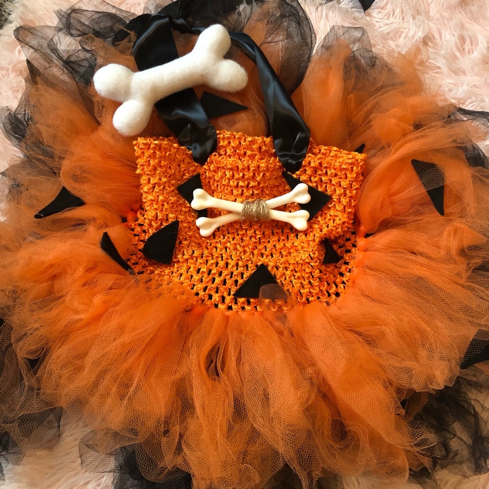 Flinestones Pebbles Handmade Costume w/ bone hair clip